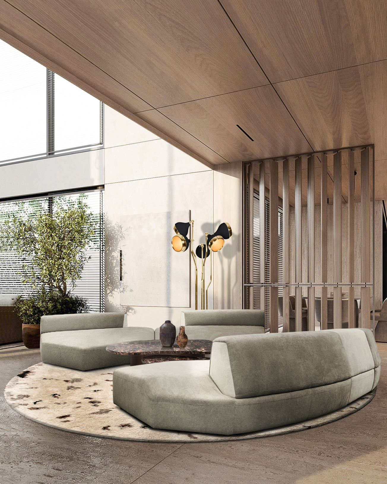  A Living Room Oasis with Wood Ceilings and a Beautiful Modular Sofa  Inspirations Caffe Latte Home