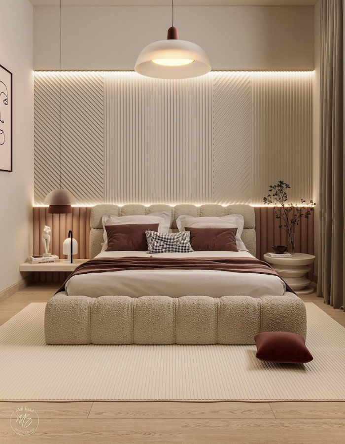  A Neutral Bedroom with a Well-Organized Closet by Mai Saad  Inspirations Caffe Latte Home