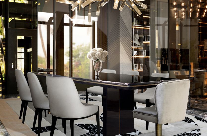 A Striking Luxurious Dining Room With Golden Details Inspirations Caffe Latte Home