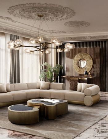  Elegance Illuminated: Luxury Neutral Living Room with Golden Accents  Inspirations Caffe Latte Home
