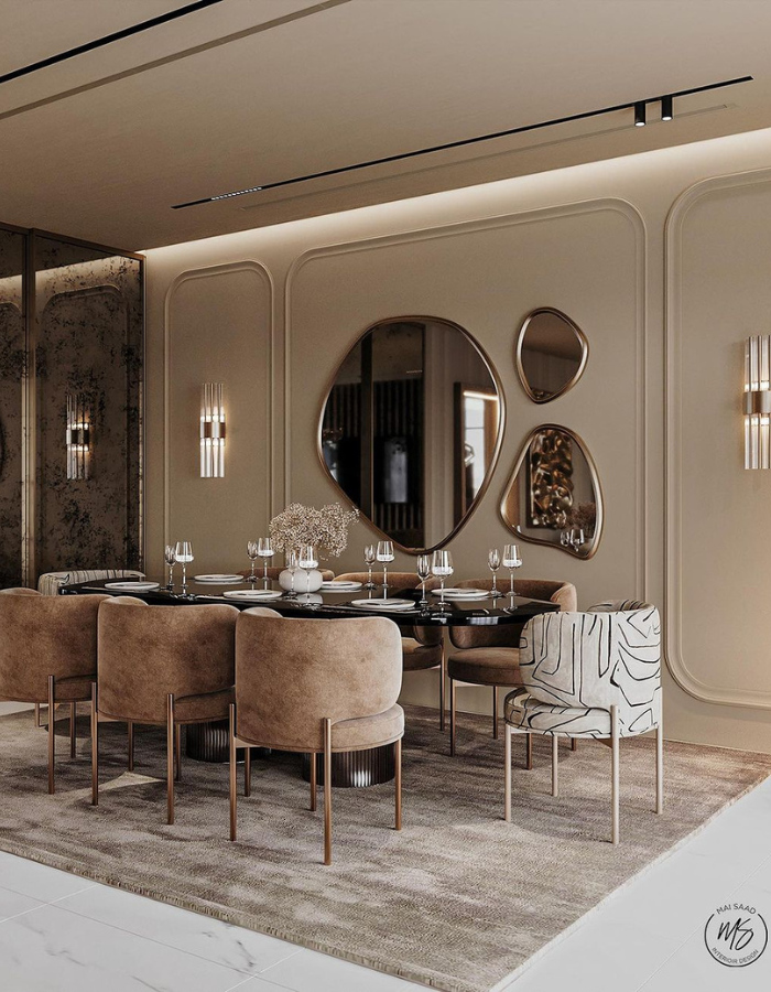 Elegant Tranquility: Neutral Open Dining Space BY Mai Saad  Inspirations Caffe Latte Home