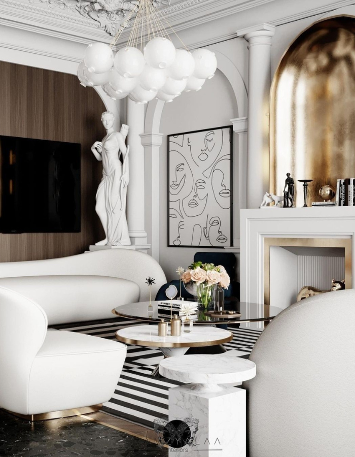  Golden Elegance: Luxurious Living Room Design by Ramzyalla  Inspirations Caffe Latte Home