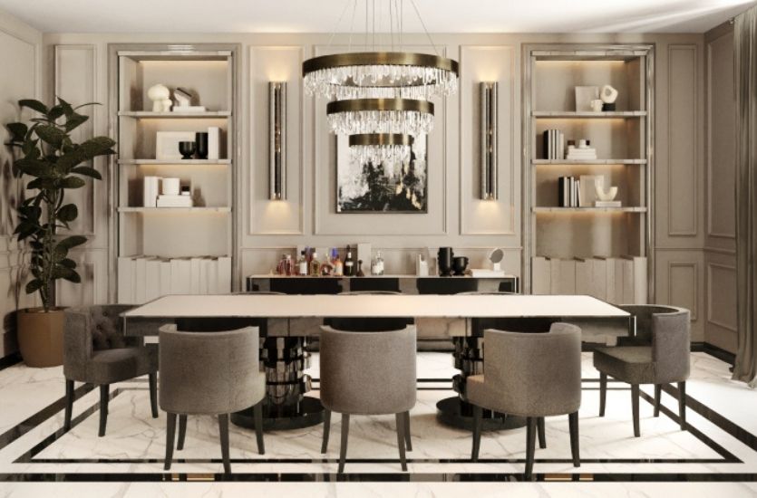White and brown discount dining room set