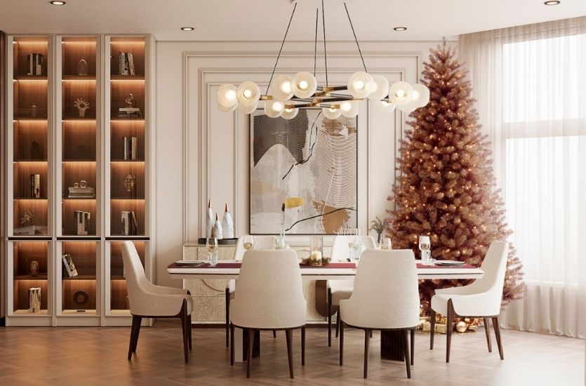 NEUTRAL AND LUXURIOUS DINING ROOM - IT'S CHRISTMAS! Inspirations Caffe Latte Home