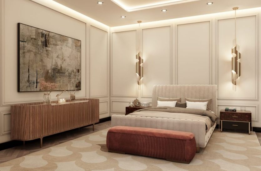 NEUTRAL ELEGANT BEDROOM WITH UNIQUE LINES Inspirations Caffe Latte Home