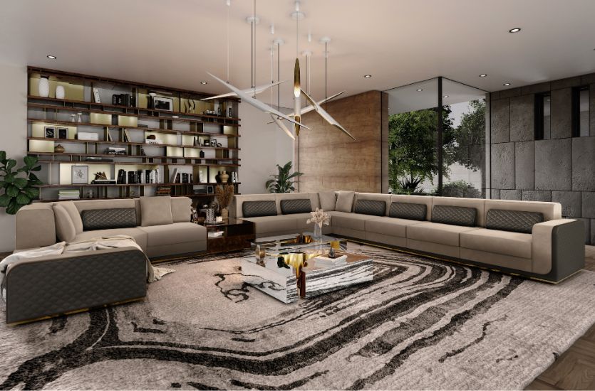 Dark modern living room sales