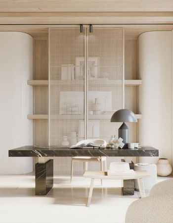  THIS OFFICE DESIGN IN SOFT TONES HAS A LUXURY FEEL  Inspirations Caffe Latte Home