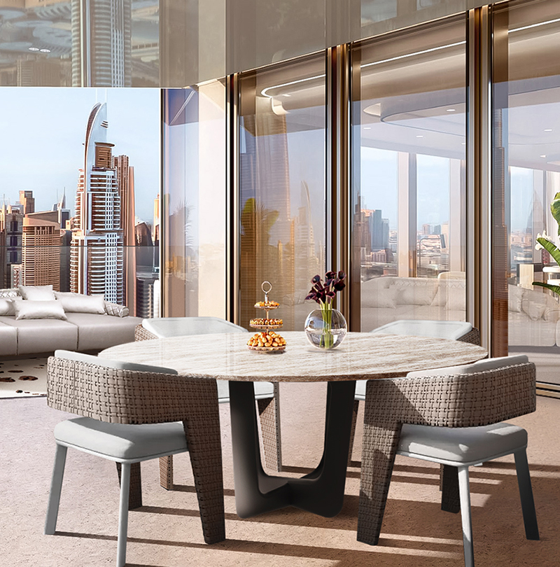NAPOLI ROUND DINING TABLE Caffe Latte Home